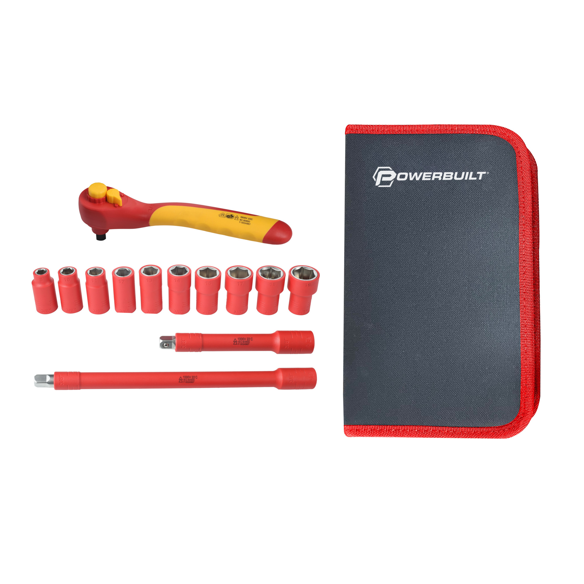 Powerbuilt, 13 Piece 3/8in. Drive VDE Ratchet And Socket Set, Pieces (qty.) 13 Model# 642937